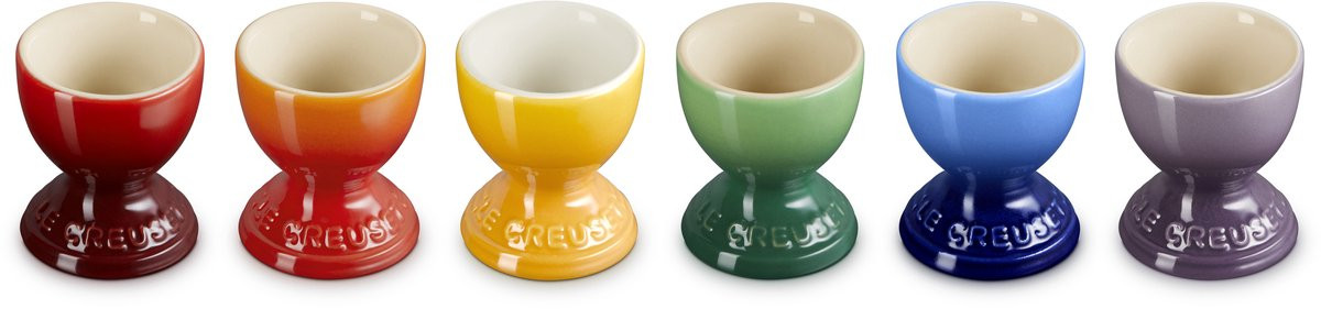 Le Creuset Stoneware Rainbow Set van 6 eierdopjes