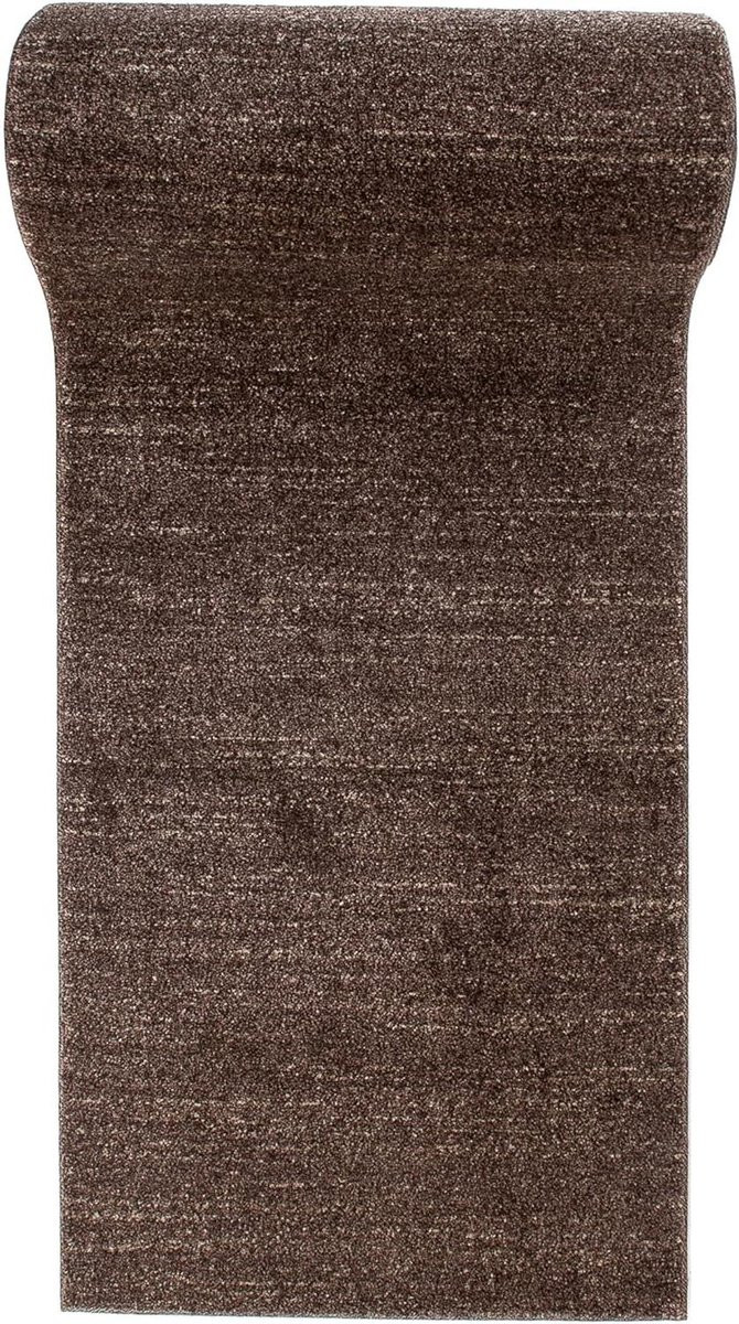 Bruin Runner Tapijt - Modern Kortpolig Vloerkleed - Polypropyleen - 90 x 325 cm