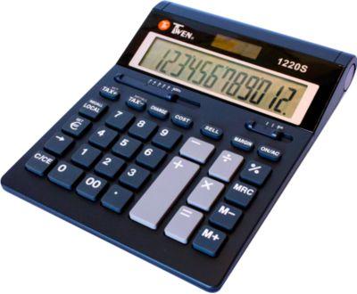 Twen 1220 S Tischrechner schwarz, 12-stelliges LCD-Display, Dual Power Solar/Batterie, große Tasten für komfortables Tippen, kompakt fürs Büro