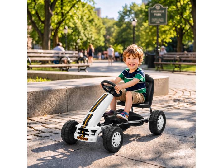 AIYAPLAY Kart Enfant 3+ Siège Réglable Aluminium Blanc 30kg