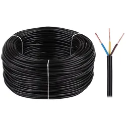 Elektrokabel OMY 3x0 75 300/300V schwarz (0.75 mm2), Lautsprecherkabel, Schwarz