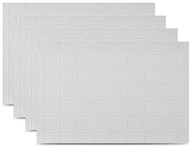 Dainty Home Bostonian Premium Vegan Leather Reversible 2 Pattern Rectangular Placemat Set Of 4