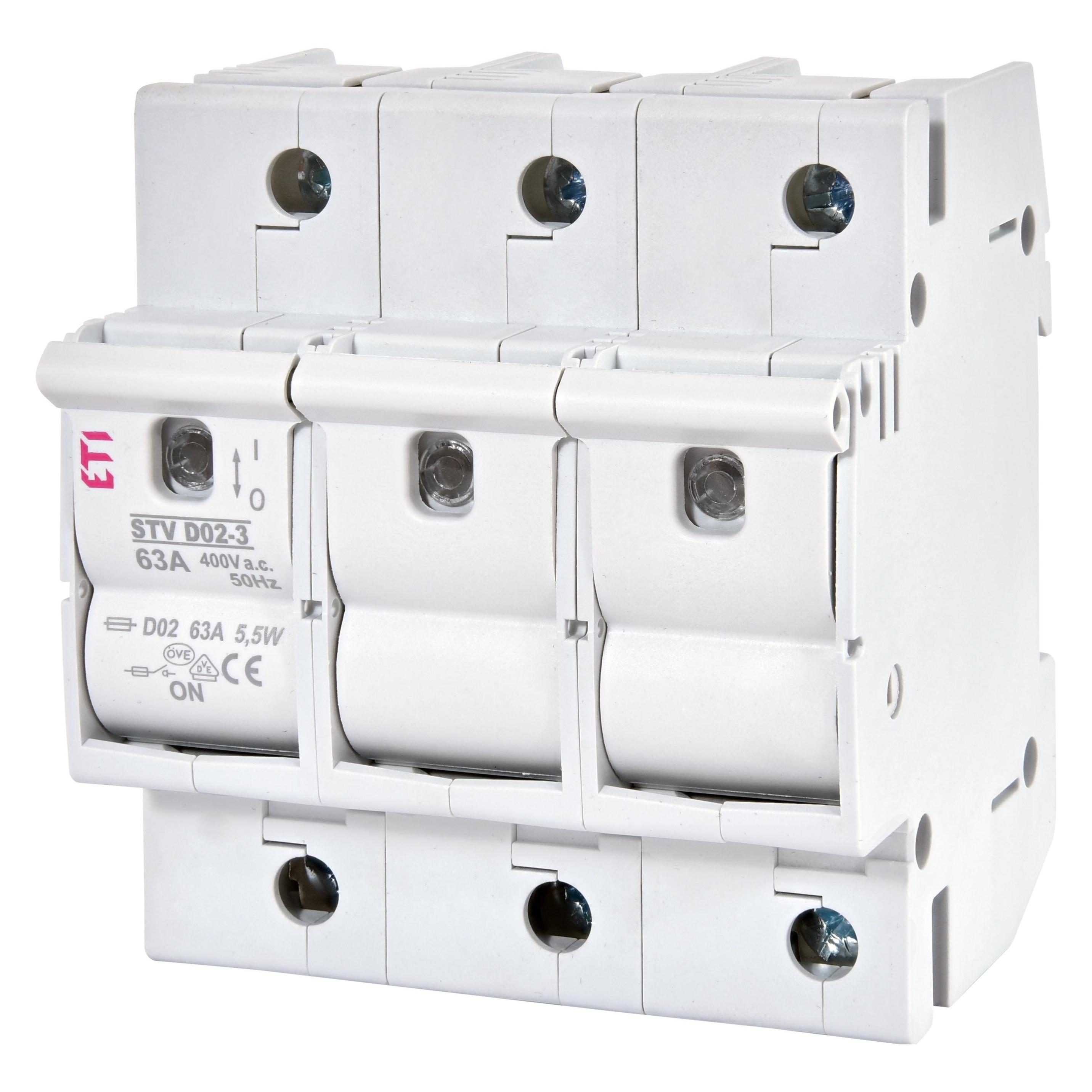 Eti 002271004 Lasttrennschalter mit Sicherung STV D02 63A 3p (Montageart 35mm DIN rail (002271004)