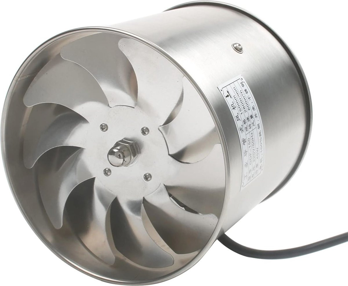 Zilveren metalen afzuigventilator 6 inch voor badkamer, keuken en toilet