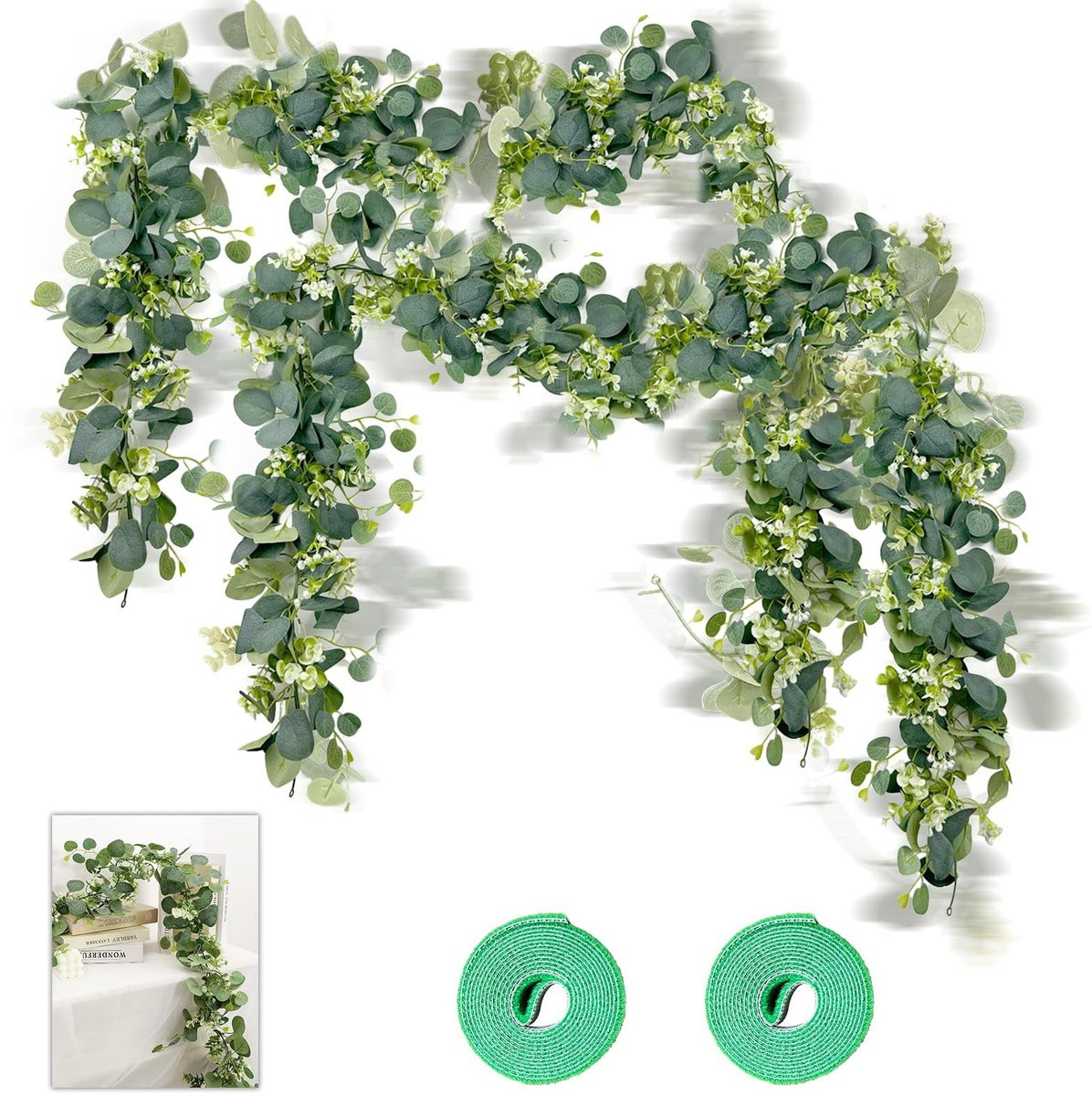 Merkloze Eucalyptus Garland voor bruiloften en feestjes, 2 stuks
