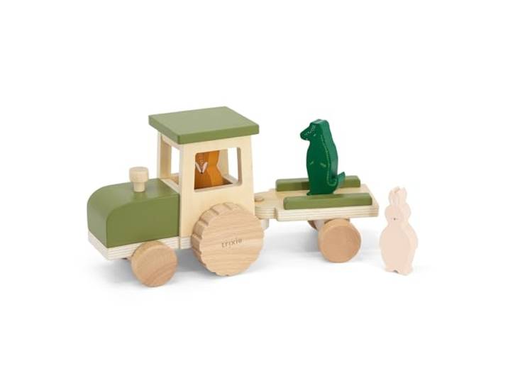 Trixie - Tractor van hout met aanhanger