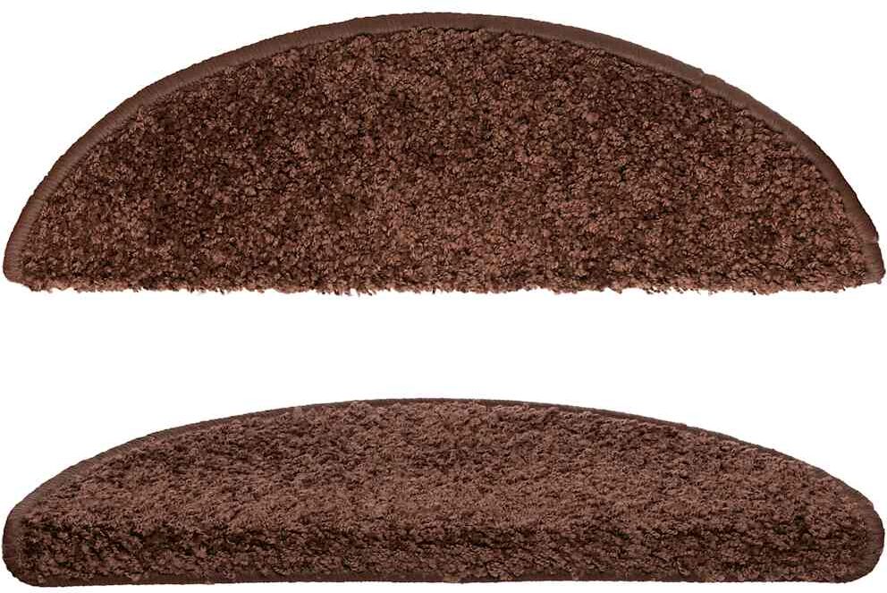 vidaXL Felpudos para escaleras 15 uds 56x17x3 cm marrón semicirculares Marrón