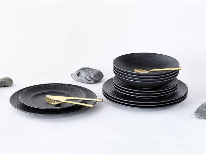 Tafelservice Schiefer 37 x 37 x 38cm Schwarz
