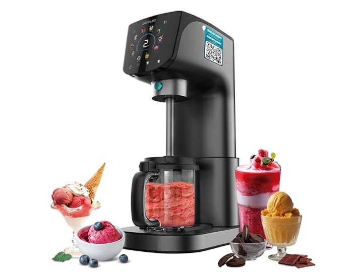 Cecotec Gelatec 2100 Multifunktions-Eismaschine, 500 W, 11 Programme für Eis und Granitgetränke, CreamOn und Re-Spin-Technologie, Touchscreen, 3 Becken, Fassungsvermögen 2,1 l
