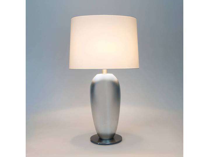 Holländer Tischlampe LAMBDA OVAL, chrom / silber, für Wohn- / Esszimmer, Keramik