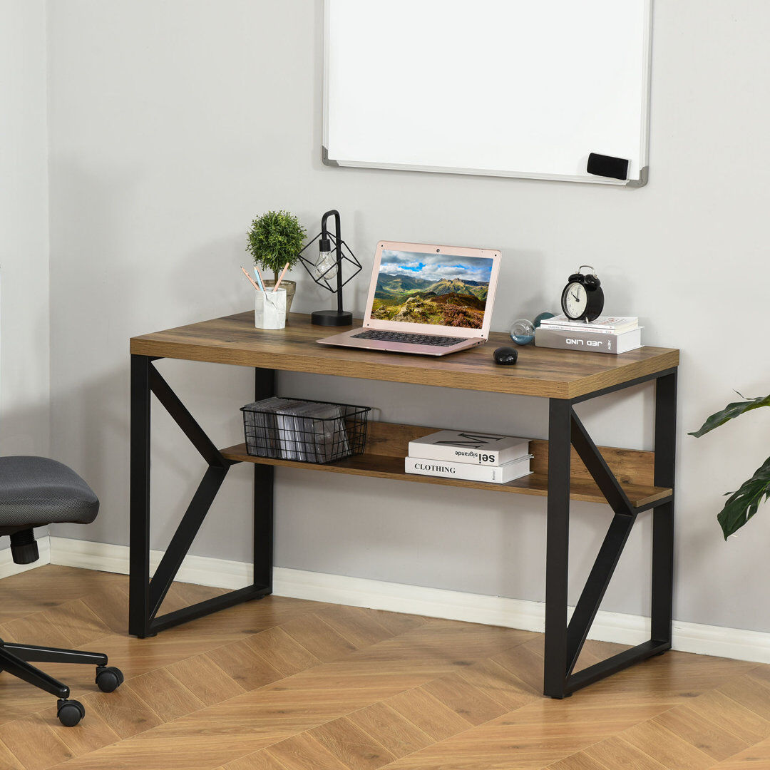 Rio Letty Steel Computer Desk Brown 76cm H X 120cm W X 60cm D