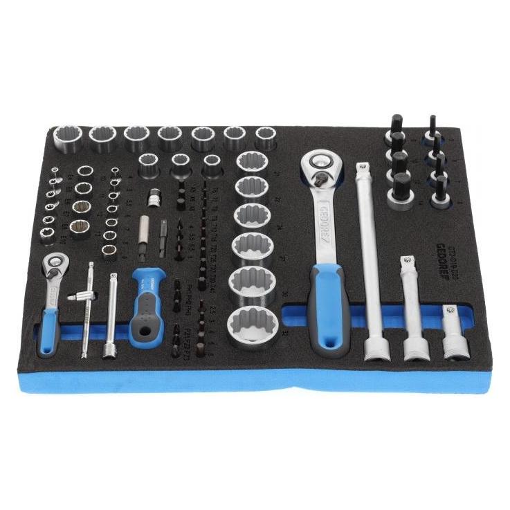 Gedore TS CT2-D19-D20 Steckschlüssel-Sortiment 1/4"+1/2" in 2/4 Check-Tool-Modul (2957191)