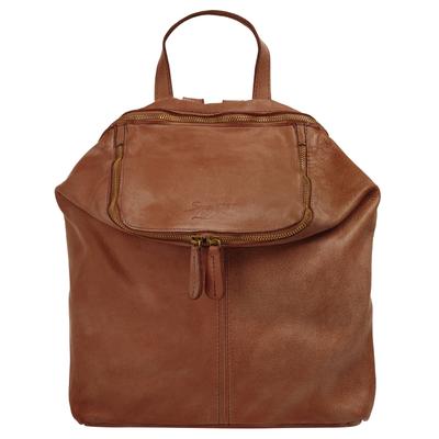 Cityrucksack SAMANTHA LOOK "SAMANTHA LOOK Damen echt Leder, Made in Italy", Damen, Gr. B/H/T: 36cm x 30cm x 15cm, onesize, braun (cognac), Leder, Rindsleder, Retro, Rucksäcke Cityrucksack, echt Leder, Made in Italy