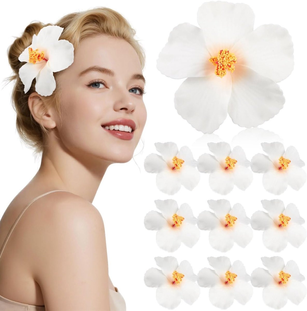 ShopVlot Set van 10 Levensechte Kunstmatige Hibiscusbloemen voor Tropische Decoratie