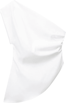 Inspire Essentials Asymmetric Off Shoulder Fashion Top m white