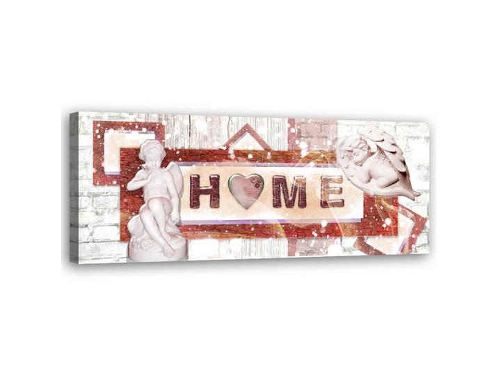 Feeby Wandbild roter schriftzug home, Weiß, Sprichwort/Zitat, Rechteckig, 90x30 cm, Bilder & Rahmen, Bilder, Leinwandbilder