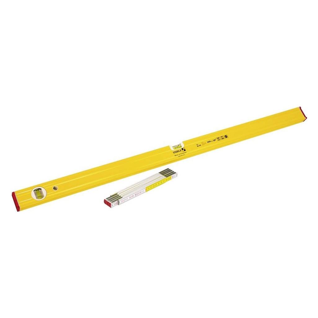 Stabila Poziomica seria 80 AS, 100 cm + drewniany przymiar składany typ 617, 2 metry (100 cm) (20280)