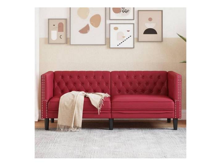 LuxusKollektion Chesterfield-Sofa Sofa Chesterfield Polstersofa Kunstleder Wein 2-Sitzer