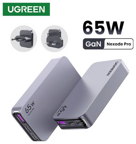 UGREEN Nexode Pro Ladeadapter 65W USB-C Buchse, USB-C Buchse, USB-A Buchse Grau Innenbereich