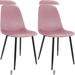 Proregal CHEFGASTRO 2er Set Esszimmerstuhl MEXICO CITY Samt HxBxT 88x45x54cm Rosa Küchenstuhl