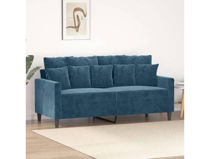 HEFZGDB 2-Sitzer Sofa Blau 140 cm Samt Stoffbezug Modernes Wohnzimmer Möbelstück mit Robustem Metallgestell und Dicker Polsterung für Bequemes Sitzerlebnis Langlebiges Design