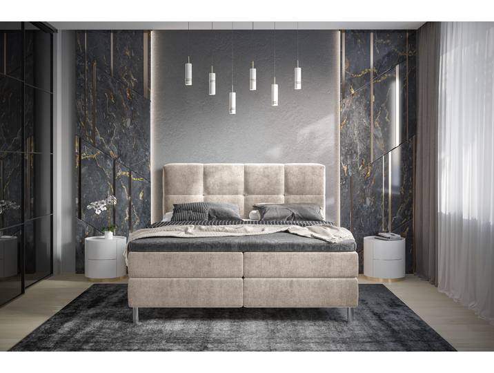 Lit Robanna 160 x 200cm Microfibre Valeria Beige/Marron/Taupe Rond