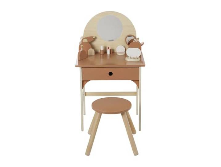 VERTBAUDET Spielzeug, Schminktisch, Hocker mit Zubehör, FSC-Holz, Karamell, TU