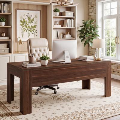 1Easylife 63-Inch Office Desk, Industrial Executive Desk with Large Tabletop, Wooden Computer Desk, Long Workstation for Home Office