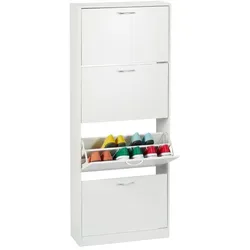 Relaxdays Schuhschrank Kipper Weiß,Silber