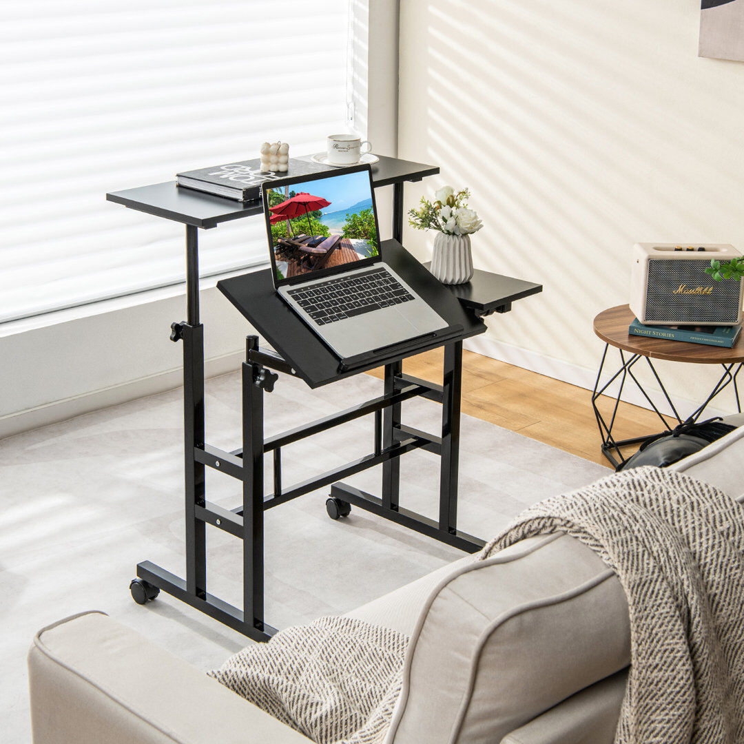 17 Stories Adjustable Height Steel Standing Desk Black 70cm W X 30cm D