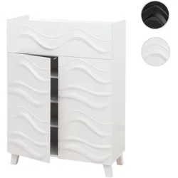 Kommode HWC-N86, Schrank Sideboard Anrichte, 3D-Wellen-Design Push-to-open Türen 107x76x36cm ~ weiß