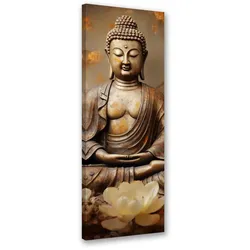 WANDBILD buddha mit zen blumen
