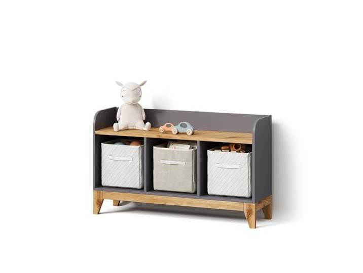 Livinity Kindersitzbank Mailo , Grau/Artisan-Eiche 107.2 x 63.8 cm XL mit 3 Schubladenpraktische Lösung zur Aufbewahrung von Spielzeug
