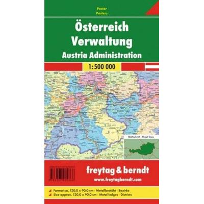 freytag & berndt Poster Österreich Verwaltung, metallbestäbt 1:500.000, Karte von , KOMPASS Freytag & Berndt, 978-3-7079-0536-6