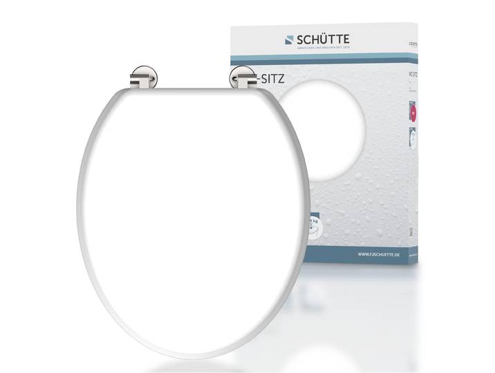 SCHÜTTE MDF WC Sitz, Toilettendeckel mit Holzkern, Toilettensitz Weiß
