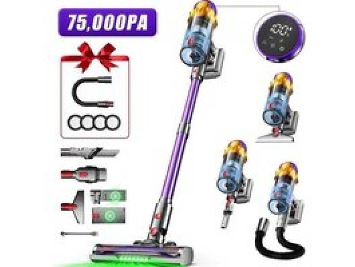 Aspirateur balai sans fil 75KPa Autonomie de 70 minutes Capacité de 2L multifonction 8-en-1 Moteur sans fil