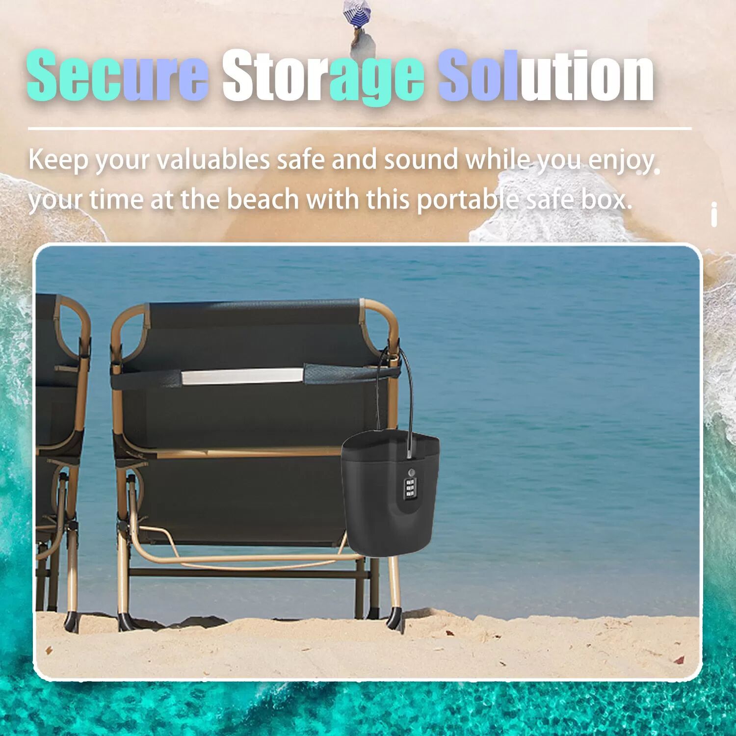 INF Tragbarer Strandschrank Schwarz