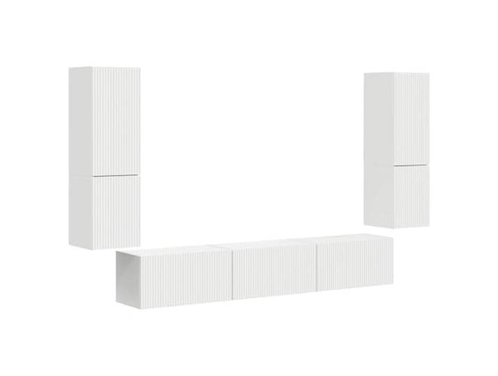 GHVBNMF TV-Schrank Wandmontiert 4-Teilig Hängeschrank Set Weiß Flexibles 4-teiliges Hängeboard Set in Weiß für Wohnzimmer und Schlafzimmer mit viel Stauraum für Mediengeräte.