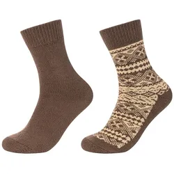 2er Pack camano Cosy Jacquard Crew Socken Herren 8986 - chocolate martini 39-42