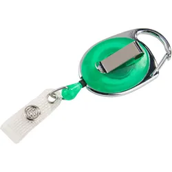 Ausweisjojo mit Clip grün, transparent, ABS-Kunststoff, Metall