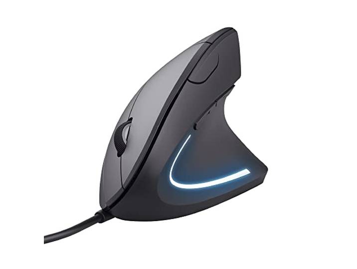 Trust Verto Verticale Muis 1000-1600 DPI, Ergonomische Muis, Zwart