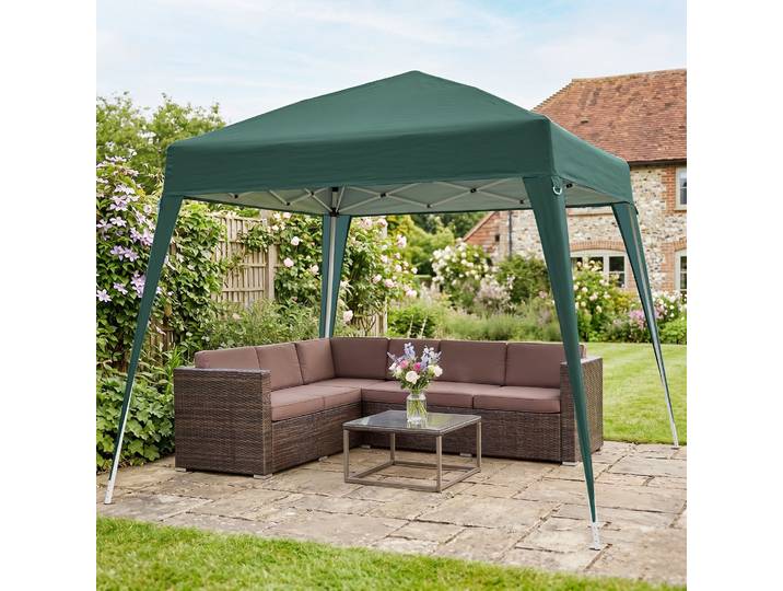 Outsunny Tonnelle Pliant 2,4x2,4m Acier Polyester Vert avec Sac