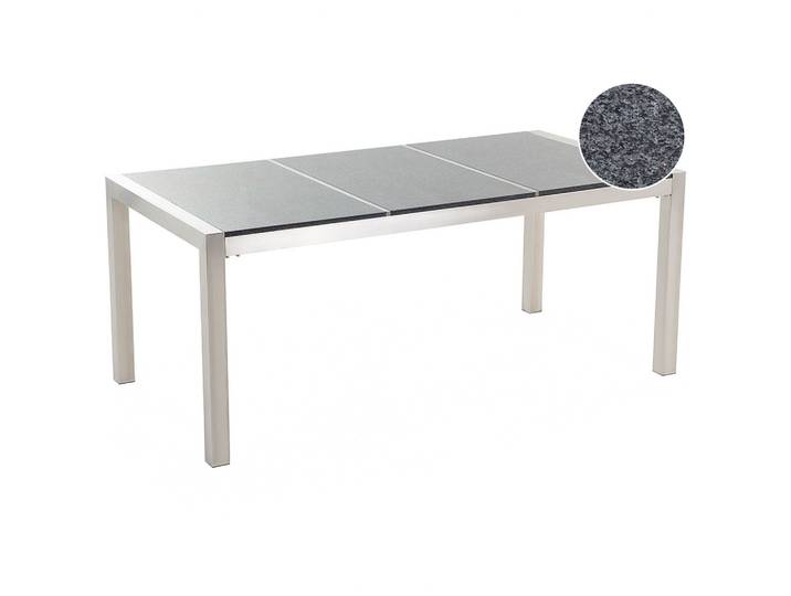 GARTENTISCH Edelstahl/Granit grau poliert 180/90 cm Grosseto