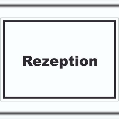 HB-Druck Rezeption Aufkleber mit Text Anmeldung Eingang waagerecht A9 (37x52mm)