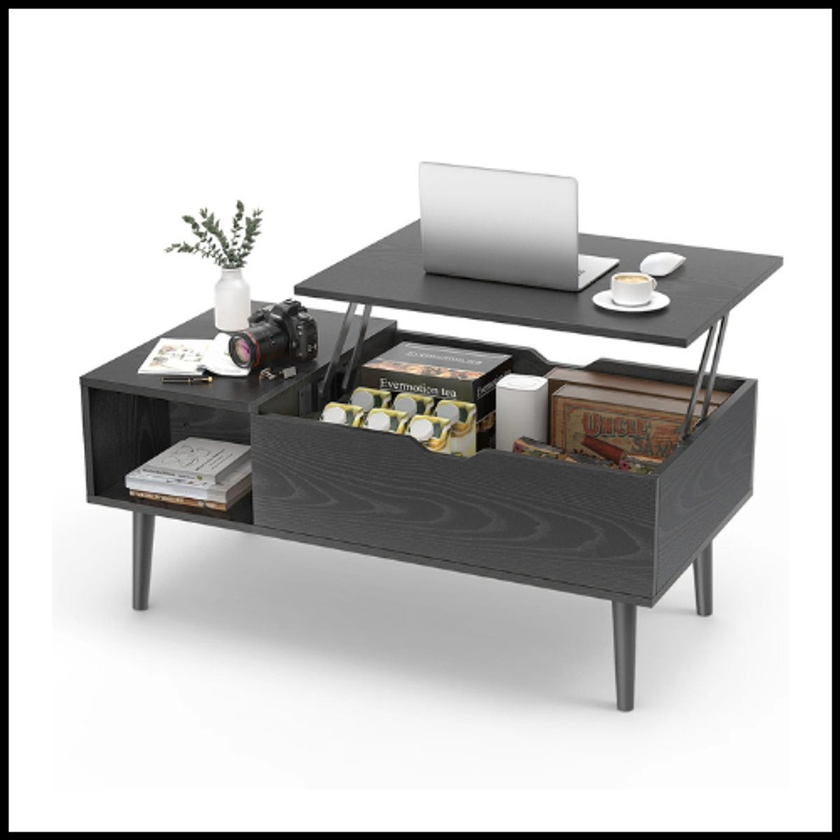 Multifunctionele Lift-Top Salontafel met Verstelbaar Mechanisme voor de Woonkamer of Thuiswerkplek