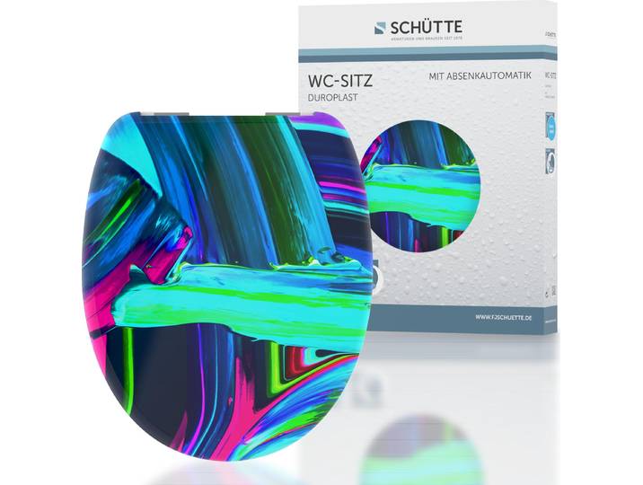 SCHÜTTE WC Sitz NEON PAINT, Duroplast Toilettendeckel mit Absenkautomatik, Klobrille,Toilettensitz