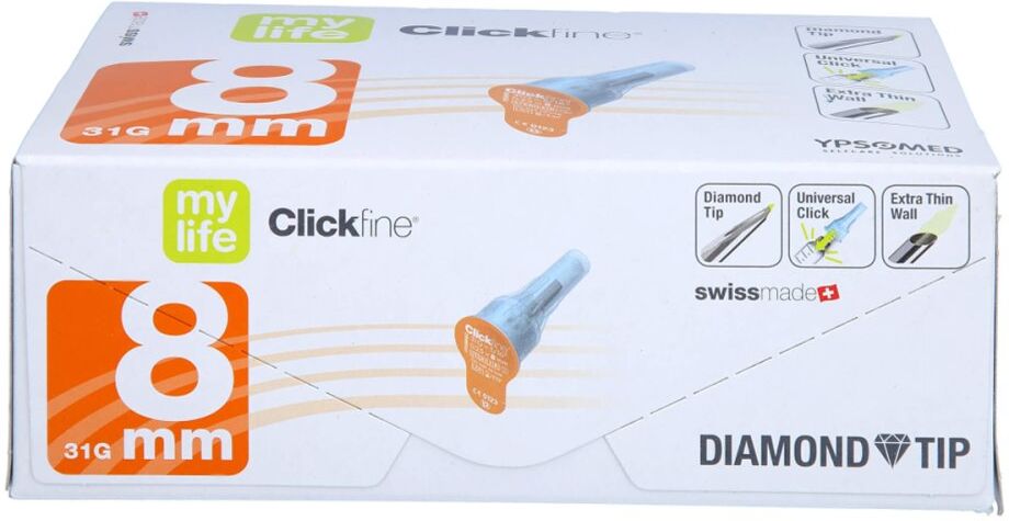 Mylife Clickfine Pen-nadeln 8 mm 31 G Diamond Tip