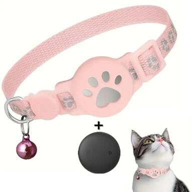 Inspired Finds Lightweight GPS Cat Locator Collar pink Paw Tracker
