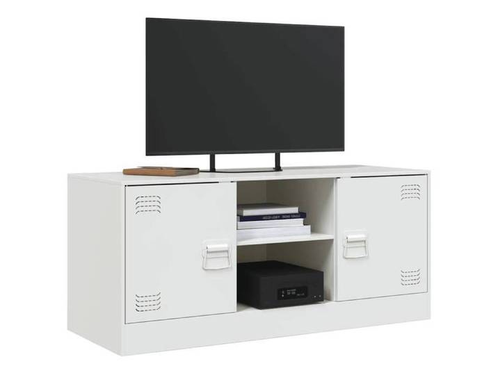 SALE Janvier  MODERNE Cabinet TV - MGH - MEUBLE TV/HIFI - Avec rangement - blanc 99x39x44 cm acier TT1467