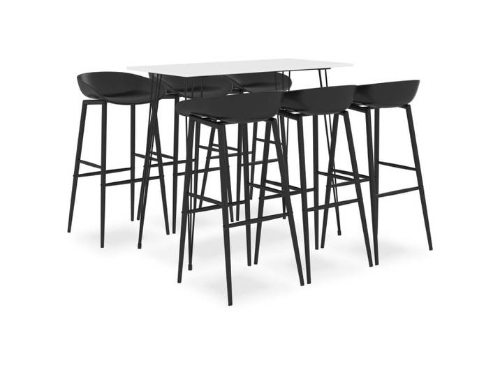 furnicato Bargruppe Bar-Set 120x60x105 cm Weiß-Schwarz, (1-tlg), Ergonomische Tresenstühle mit Rückenlehne für dein Restaurant